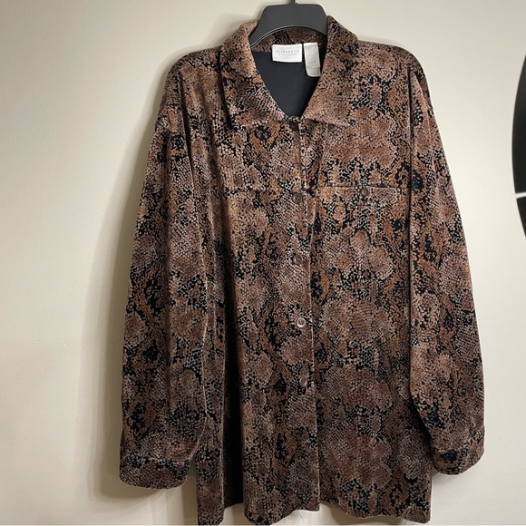 Liz Claiborne Brown 3X Snake Print Women's Jacket Reptile - Picture 1 of 4